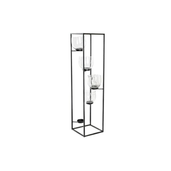 Ljusstakar DKD Home Decor Glas Svart Transparent 18 x 18 x 76 cm Järn