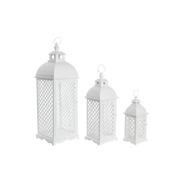 Gatlykta DKD Home Decor 24 x 24 x 74 cm Antikbehandlad Glas Metall Vit Arab