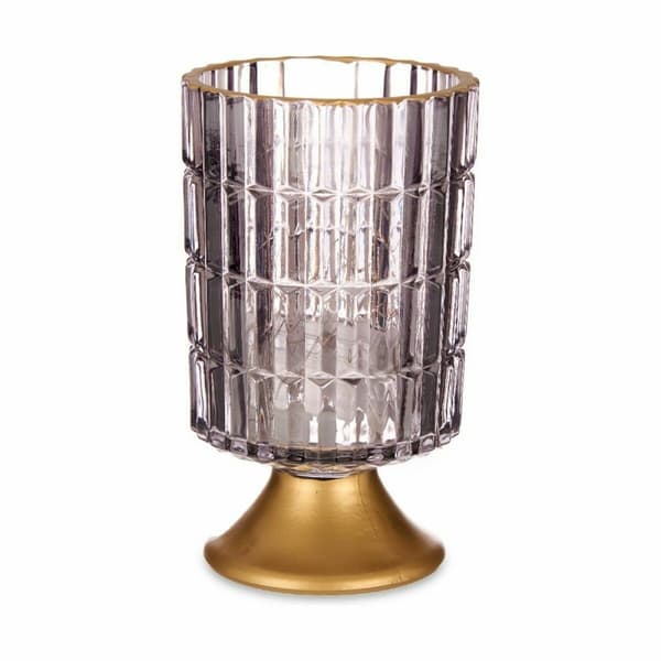 LED-lykta Grå Gyllene Glas 10,7 x 18 x 10,7 cm (6 antal)