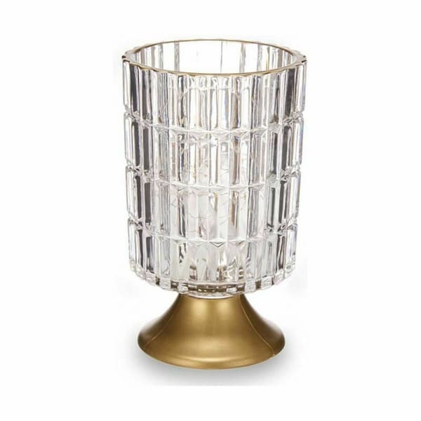 LED-lykta Transparent Gyllene Glas 10,7 x 18 x 10,7 cm (6 antal)
