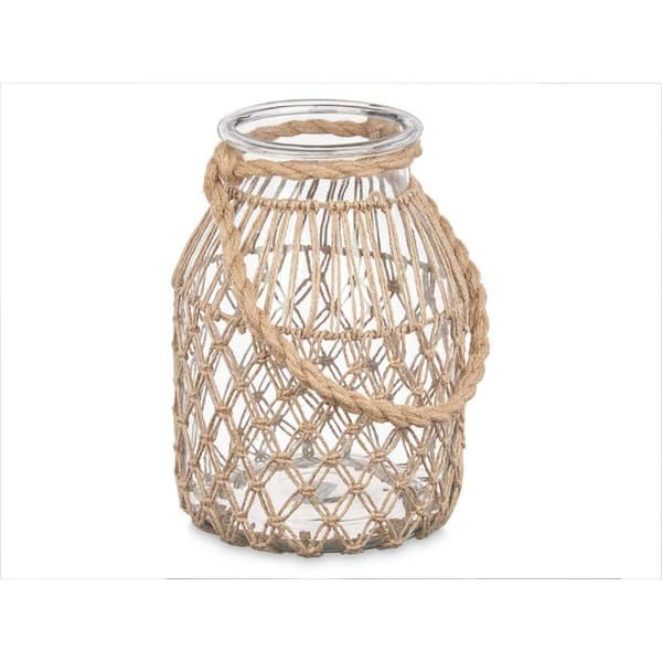 Ljusstakar Burk Transparent Naturell Glas Snöre 20 x 30 cm (4 antal)