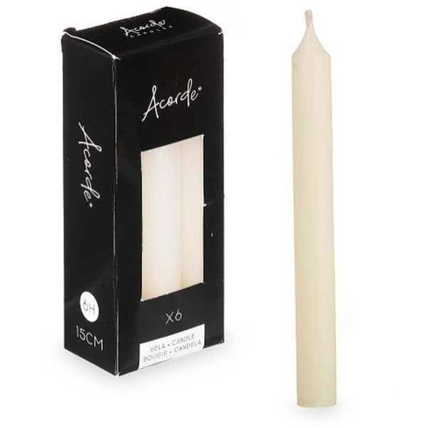 Set med levande ljus Acorde 123-B-AR Kräm 2 x 2 x 15 cm (12 antal)