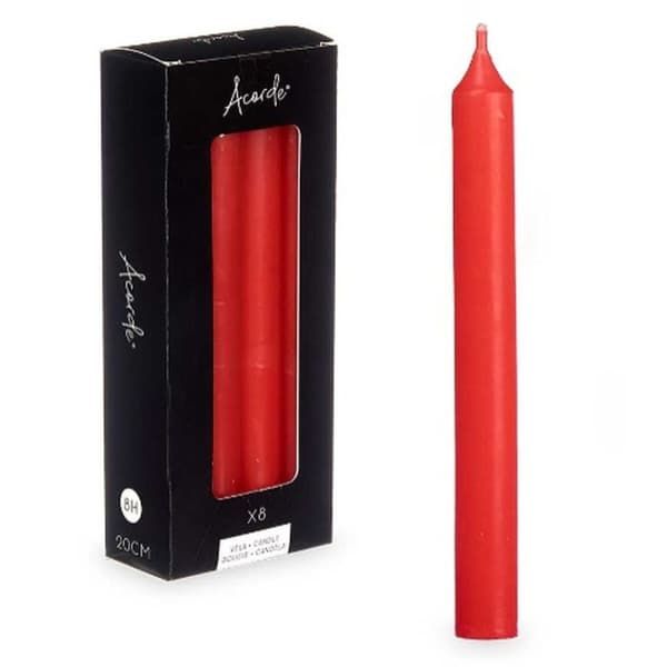Set med levande ljus Acorde 126-C-AR Röd 2 x 2 x 20 cm (12 antal)