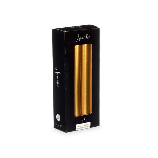 Set med levande ljus Acorde 126-D-AR Gyllene 2 x 2 x 20 cm (12 antal)