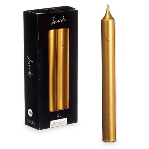 Set med levande ljus Acorde 126-D-AR Gyllene 2 x 2 x 20 cm (12 antal)