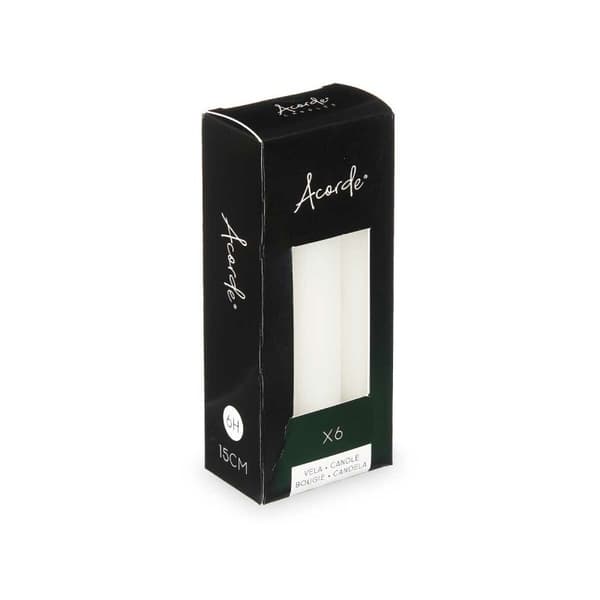 Set med levande ljus Acorde 123-A-AR Vit 2 x 2 x 15 cm (12 antal)