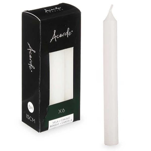 Set med levande ljus Acorde 123-A-AR Vit 2 x 2 x 15 cm (12 antal)