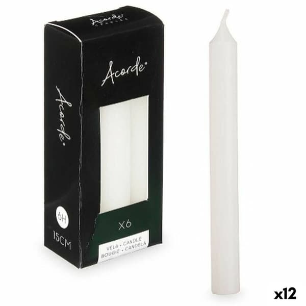 Set med levande ljus Acorde 123-A-AR Vit 2 x 2 x 15 cm (12 antal)