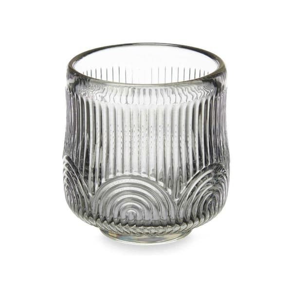 Ljusstakar Ränder Grå Glas 7,5 x 7,8 x 7,5 cm (12 antal)