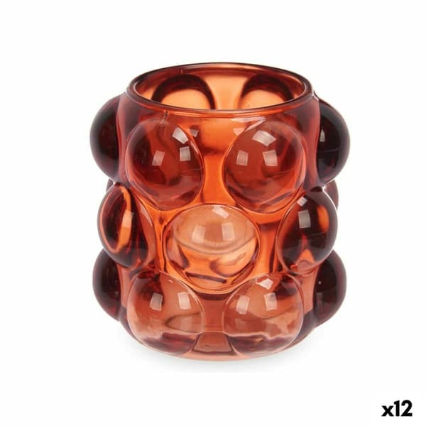 Ljusstakar Mikro-pärlor Orange Glas 8,4 x 9 x 8,4 cm (12 antal)