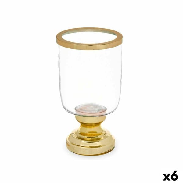 Ljusstakar Vinglas Gyllene Stål 12 x 24,5 x 12 cm (6 antal)