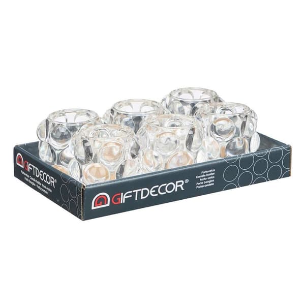 Ljusstakar Mikro-pärlor Transparent Glas 8,4 x 9 x 8,4 cm (12 antal)