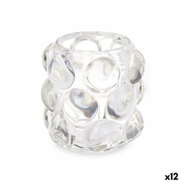 Ljusstakar Mikro-pärlor Transparent Glas 8,4 x 9 x 8,4 cm (12 antal)