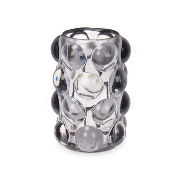 Ljusstakar Mikro-pärlor Grå Glas 8,4 x 12,5 x 8,4 cm (12 antal)
