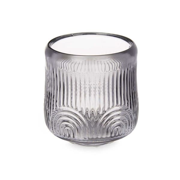 Ljusstakar Ränder Grå Glas 9 x 9,5 x 9 cm (12 antal)