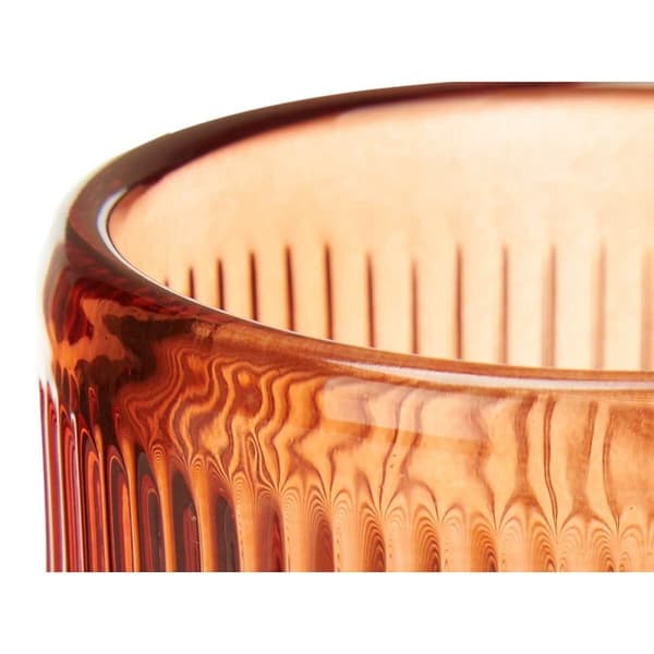 Ljusstakar Ränder Orange Glas 7,5 x 7,8 x 7,5 cm (12 antal)