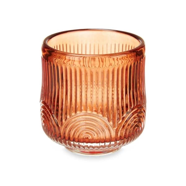 Ljusstakar Ränder Orange Glas 7,5 x 7,8 x 7,5 cm (12 antal)