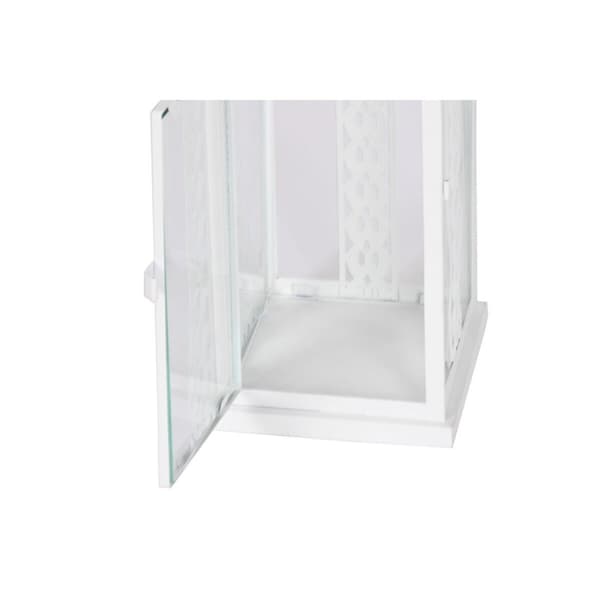 Lykta Home ESPRIT Vit Glas Järn Shabby Chic 20 x 20 x 55 cm (3 Delar)