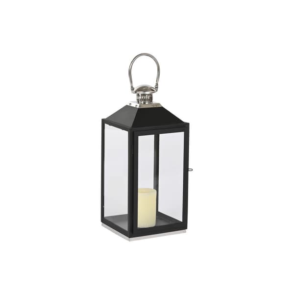 Lykta Home ESPRIT Svart Silvrig Glas Stål 18 x 18 x 41 cm (2 Delar)