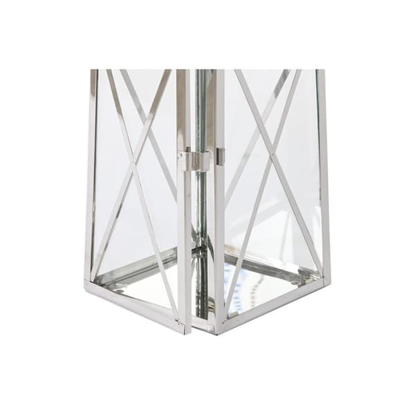 Lykta Home ESPRIT Silvrig Glas Stål Kromad 20 x 20 x 48 cm (3 Delar)
