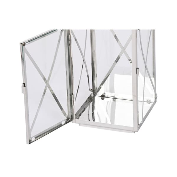 Lykta Home ESPRIT Silvrig Glas Stål Kromad 16 x 15 x 32 cm (2 Delar)