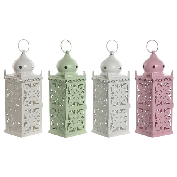 Lykta Home ESPRIT Vit Grön Rosa Järn Orientalisk 10 x 10 x 30 cm (4 antal)