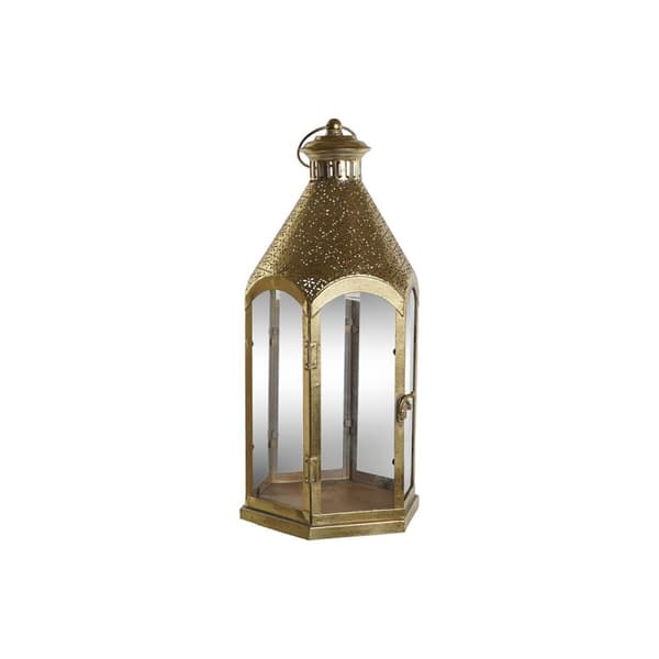 Ljusstakar Home ESPRIT Gyllene Metall Glas 23 x 23 x 48 cm