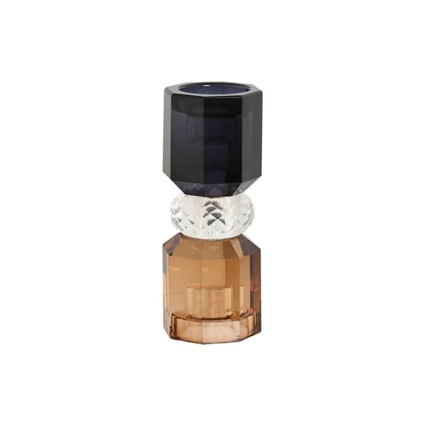 Ljusstakar Home ESPRIT Grå Ambra Glas 5,5 X 5,5 X 14,7 cm