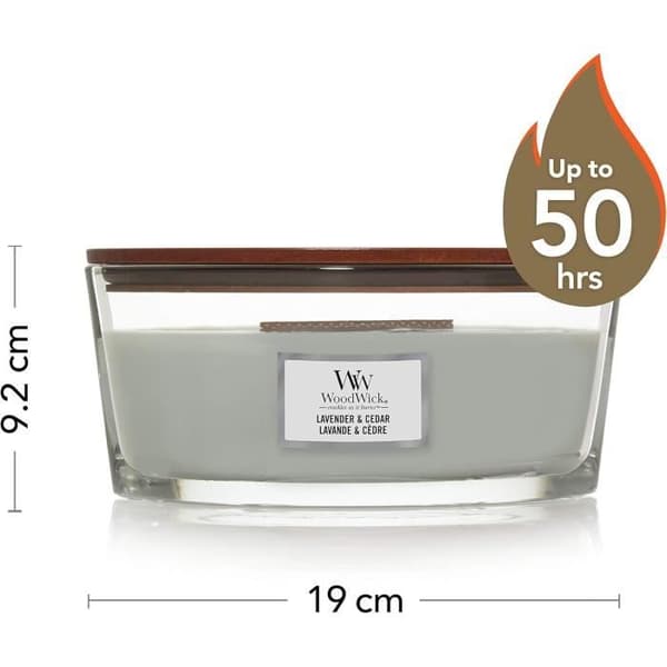 WoodWick Ellipse doftljus med knastrande träveke | Lavendel och Ceder