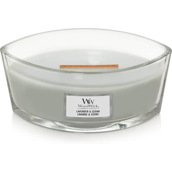 WoodWick Ellipse doftljus med knastrande träveke | Lavendel och Ceder