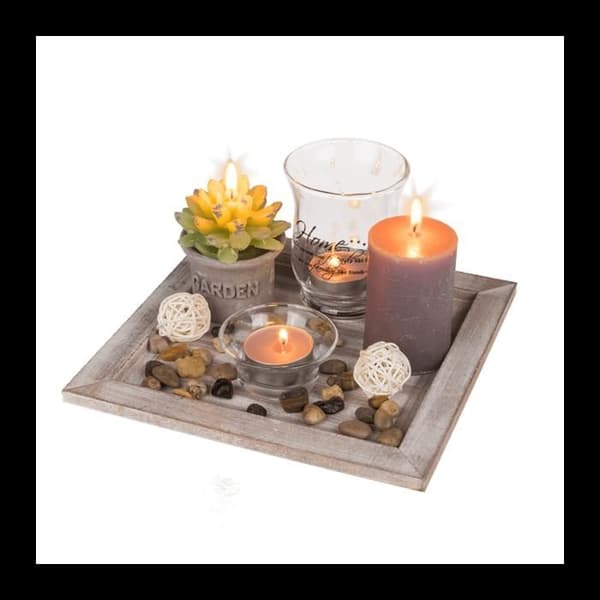 Homania Centerpiece - Ljus & Trädgård - Keramiska ljushållare - Vit, lila och grön