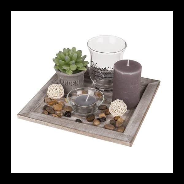 Homania Centerpiece - Ljus & Trädgård - Keramiska ljushållare - Vit, lila och grön