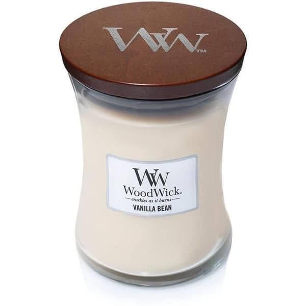 Woodwick medelstor doftljus i burk med knastrande veke, Vaniljstång, Brinntid upp till 60'