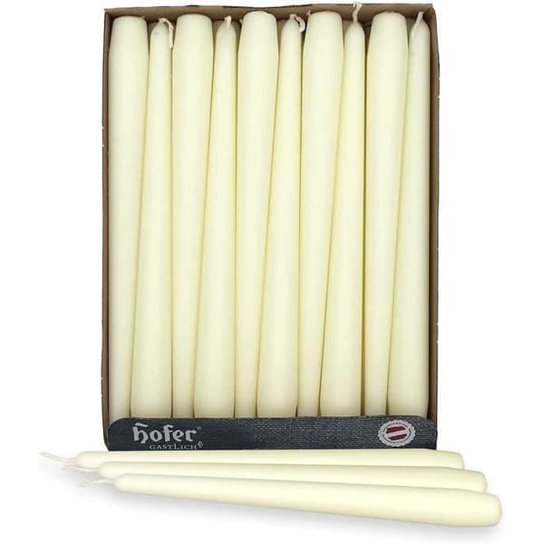 Hofer stora koniska ljus för ljushållare - Paket med 30 - 7 timmars längd - 2,3 x 25 cm - Elfenben - Dropplöst vax - Oparfymerat