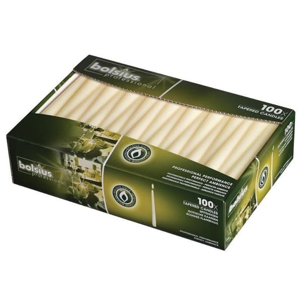 Bougies effilées Bolsius 254 mm elfenben Set med 100