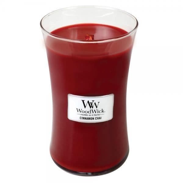Doftljus - WOODWICK - Stor burk - Cinnamon Chai - Röd - Inomhus