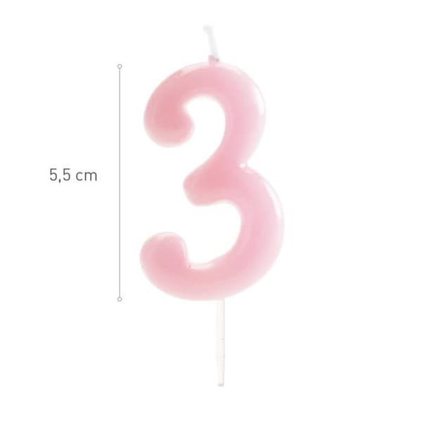 Bougie (ej födelsedag) Dekora - 345419 - Födelsedagsljus Nummer Comic Rosa - Ljus Nummer 3