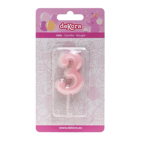 Bougie (ej födelsedag) Dekora - 345419 - Födelsedagsljus Nummer Comic Rosa - Ljus Nummer 3