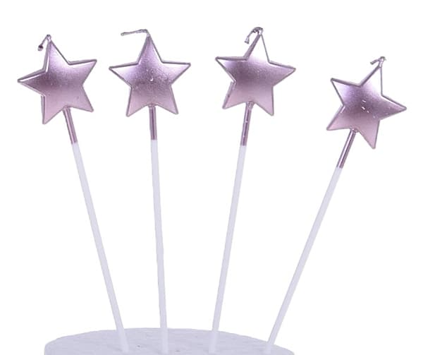 Kagelys STJERNER ROSA GULD 4 stk.