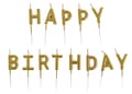 Miniatyrbillede 1 af 2: Fødselsdagslys til kage med indskriften HAPPY BIRTHDAY guld 13 stk.