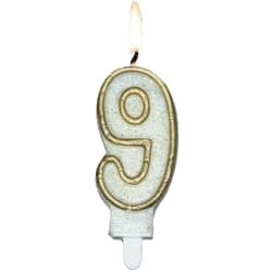 Lys nummer "9" med guldkant