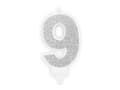 Miniatyrbild 1 av 2: Ljus nummer "9" Silverglitter
