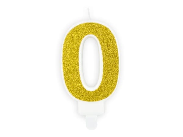 Ljus nummer ""0"" Guldglitter