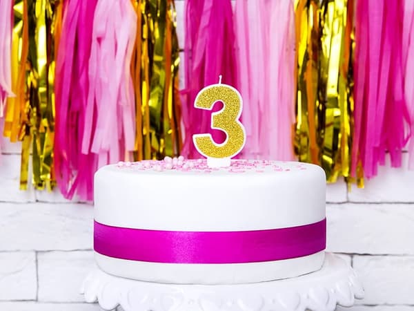 Lys nummer "3" Guldglimmer