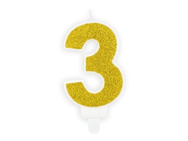 Lys nummer "3" Guldglimmer