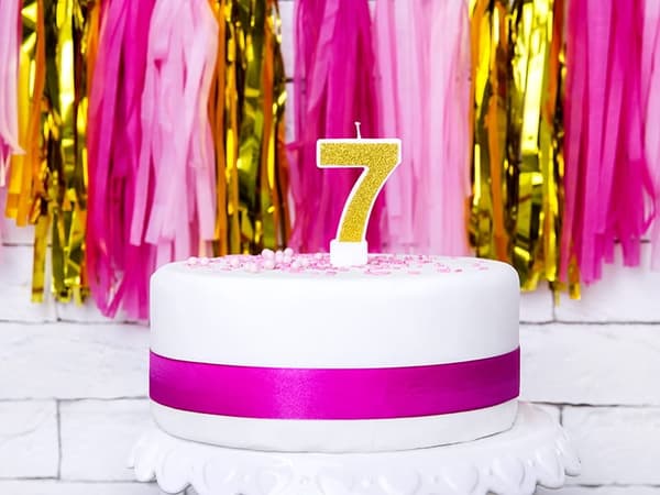 Ljus nummer "7" Guldglitter