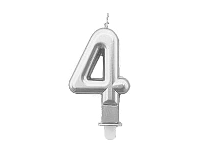 Kynttilä numero ""4"" hopea
