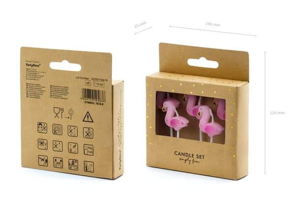 Fødselsdagslys FLAMINGO 5 stk.