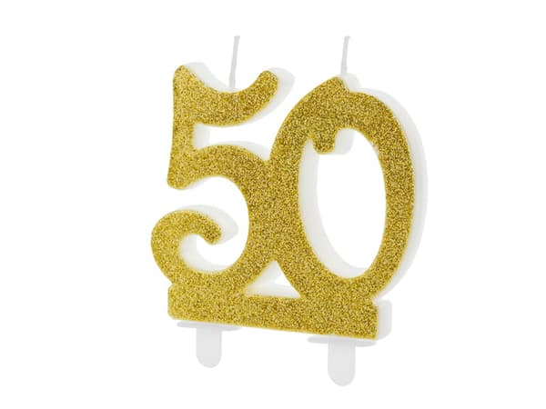 Födelsedagsljus NUMMER 50 GULDGLITTER