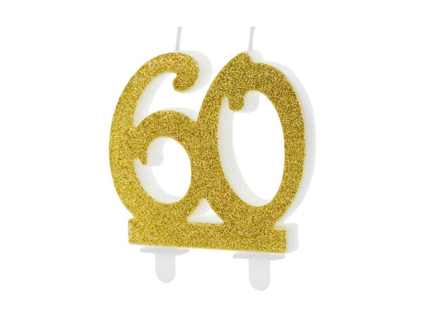 Födelsedagsljus NUMMER 60 GULDGLITTER